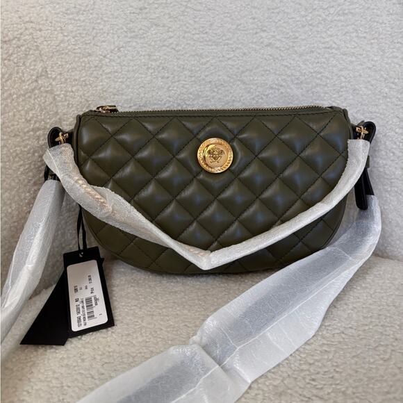 Versace Medusa Quilted Olive Green Crossbody Bag - Picture 2 of 7